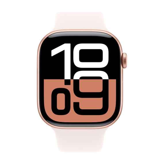 Apple Watch Series 10, 46 мм, корпус из алюминия цвета «розовое золото», спортивный ремешок цвета «румянец» S/M (MWWT3)