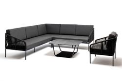 "Канны" модульная угловая лаунж-зона из роупа (веревки), цвет темно-серый