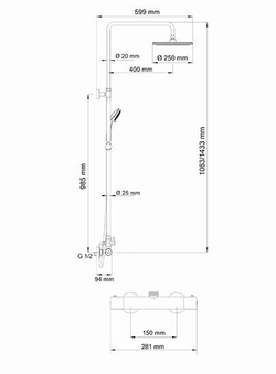 A13302 Thermo Душевой комплект с термостатическим смесителем