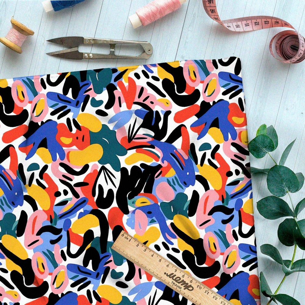 Ткань премиум атлас абстрактные волнения энергии