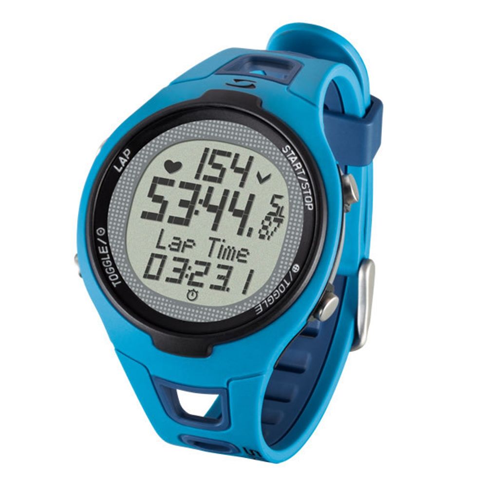Пульсометр PC 15.11 спортивные часы с нагрудным сердечным датчиком, 15 функций, голубые SIGMA