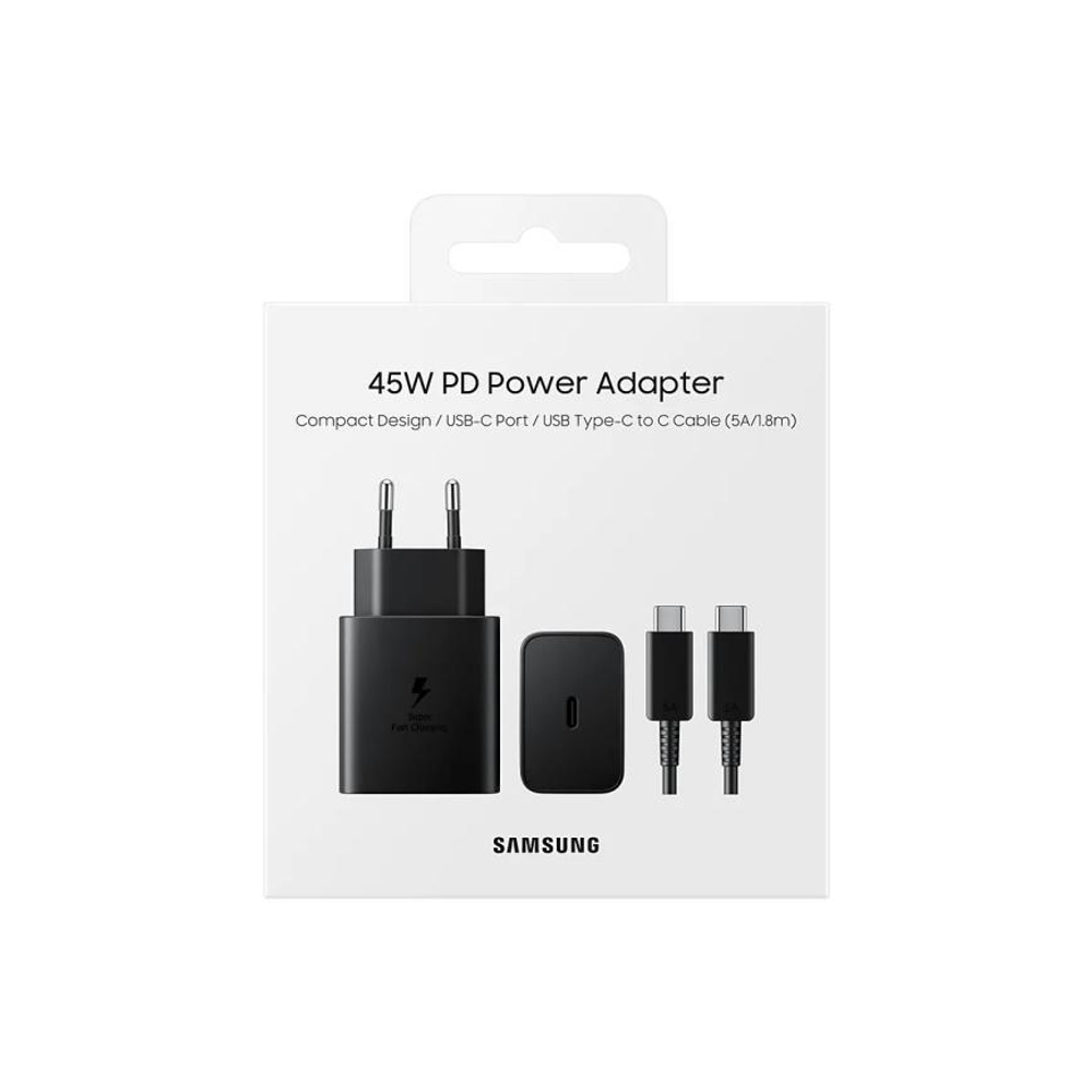 Сетевое зарядное устройство Samsung мощностью 45 Вт (USB-C) и кабель USB-C (1,8 м) (EP-T4510)