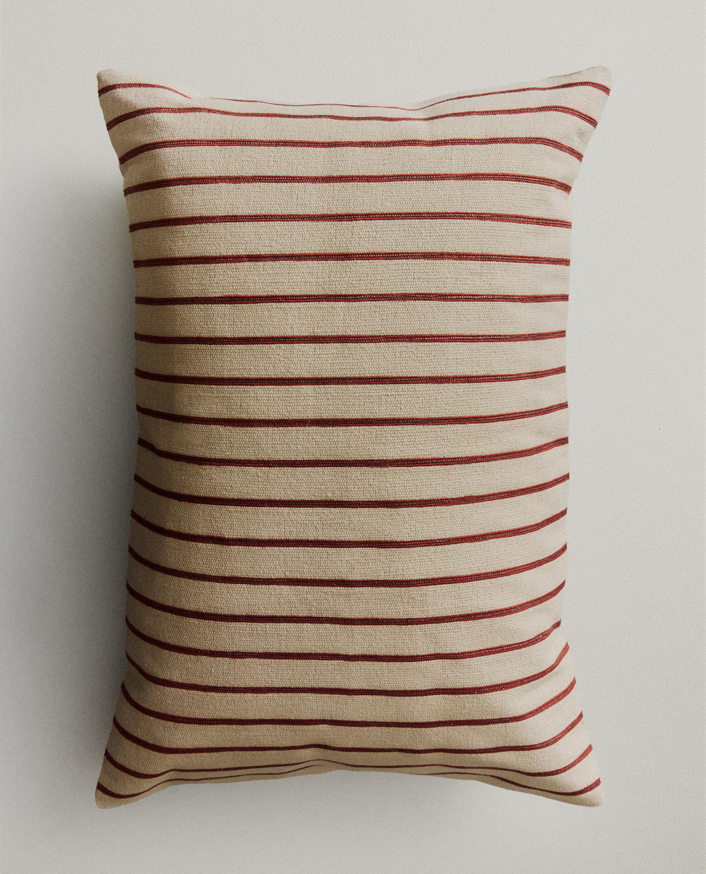 Zara Home наволочка декоративная из хлопка, малиновый, в полоску