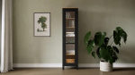 Шкаф-витрина стекло/стекло - аналог IKEA HEMNES / ХЕМНЭС/ ХЕМНЕС / КЫМОР / ИКЕА 49х198х37 см, черный/светло-коричневый