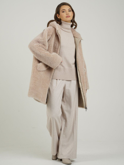 Шуба из шерсти чебурашка тедди, пудровая, SilverFox