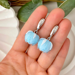 LEFIREL' Серьги серебряные женские "Ледяной цветок" с цветами из муранского стекла / ювелирные украшения из родированного серебра 925