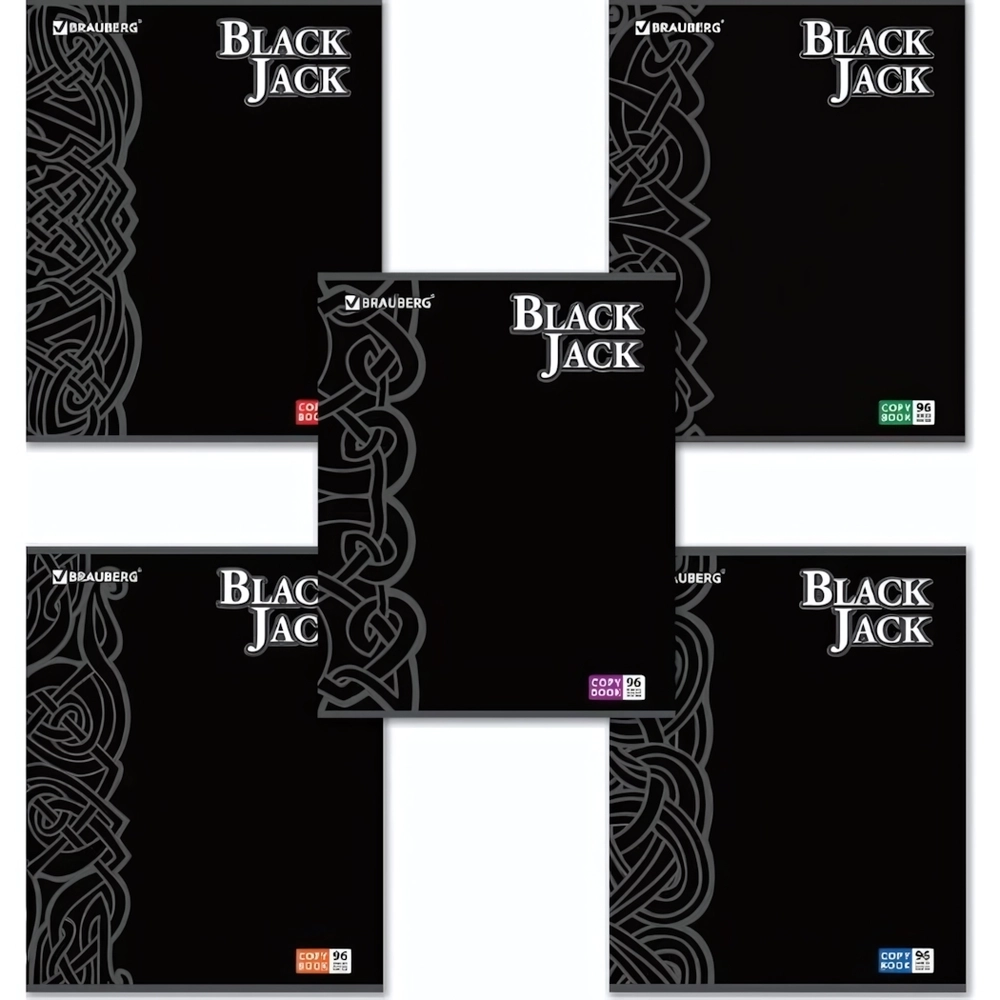 Тетрадь 96л. А5 клетка Brauberg «БЛЭК ДЖЭК» выборочный лак обложка картон АССОРТИ (7)