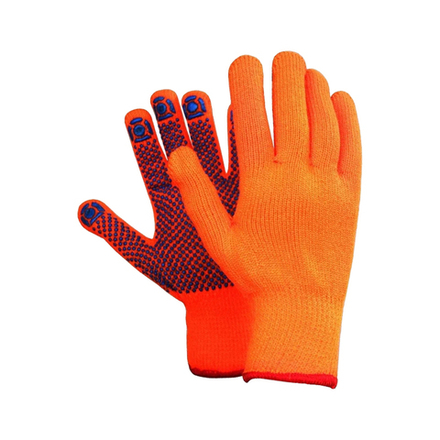 Перчатки зимние акриловые с ПВХ, оранж. цвет, 7 кл. р.9 1 пара, арт. ac31pd