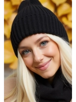 шапка вязаная теплая зимняя с отворотом стильная