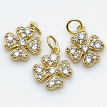 Подвеска Клевер, позолота, фианиты, размер 14*11 мм, цена за 1 шт