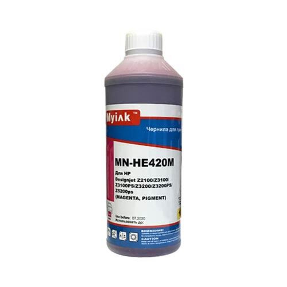 Чернила MyInk HE420M для HP (70) C9453A, DesignJet Z2100, Z3100, Z3200, Z5200, Z5400 (1л, Pigment) Magenta