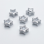 Бусина Звезда, цвет серебро (родий), фианит, размер 9*8,7 мм, цена за 1 шт