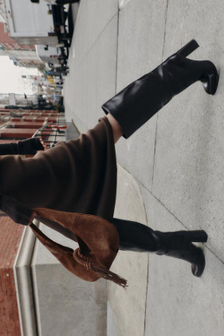 ZARA ТРИКОТАЖНАЯ ЮБКА МИДИ, КОРИЧНЕВЫЙ