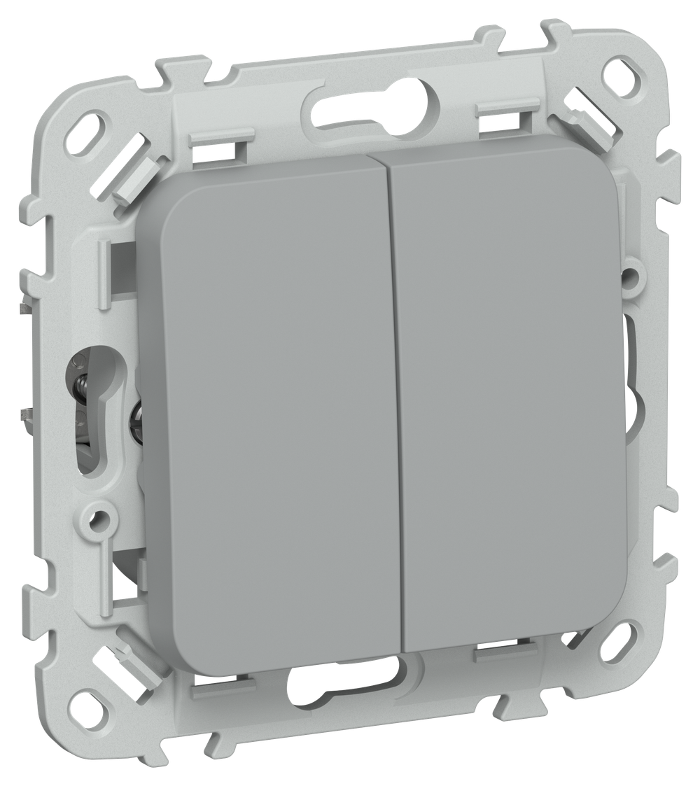 FLITE Выключатель 2-клавишный 10А ВС12-1-0-ФлС серый IEK