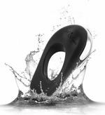 Черное эрекционное виброкольцо с двумя виброэлементами ATOM PLUS (Цвет: черный)