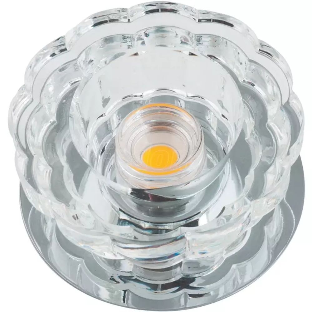 DLS-F301 10W CHROME/CLEAR Светильник декоративный встраиваемый светодиодный 10Вт ТМ Fametto, серия Fiore. Основание металл, цвет хром. Отделка кри