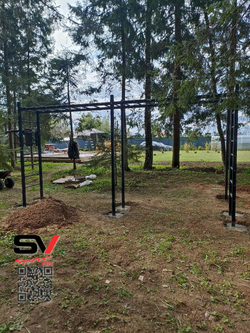 Монтаж уличной шведской стенки Sv Sport Рукоход х 2 (6 вертикальных столбов)