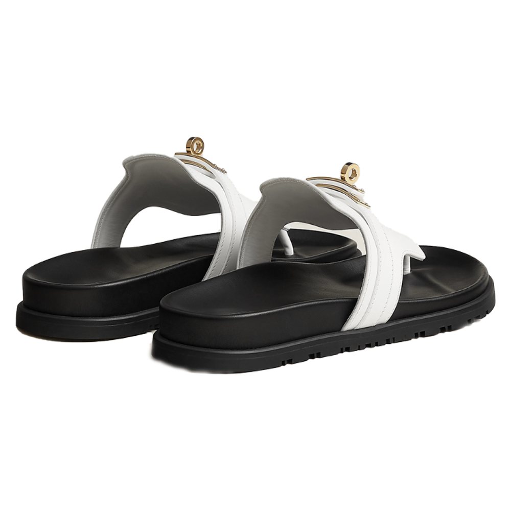 Hermes Empire comfortable casual rubber-soled flip-flops women's white, H232116 Z90