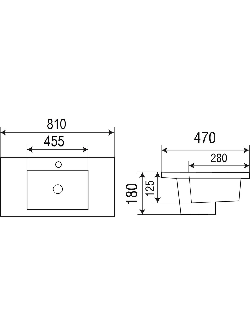 Раковина подвесная WeltWasser WW DEILBACH 7506- 80 810х470х180