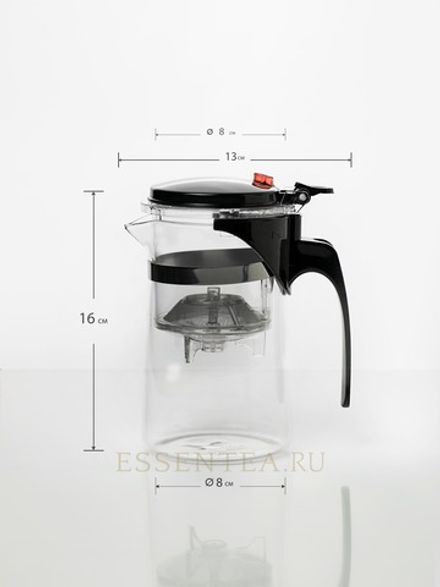 Чайник с кнопкой из боросиликатного стекла 500 мл