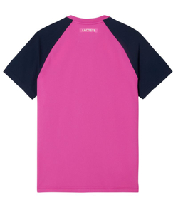 Мужская теннисная футболка Lacoste Ultra Dry Colour-Block Tennis - Розовый