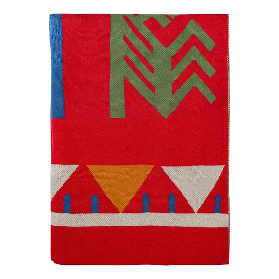 Плед из хлопка по мотивам чувашских орнаментов из коллекции cultural heritage, 130х180 см