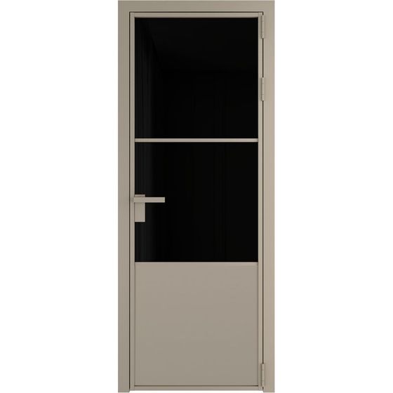 Алюминиевая дверь 20AG никель матовый стекло чёрный триплекс