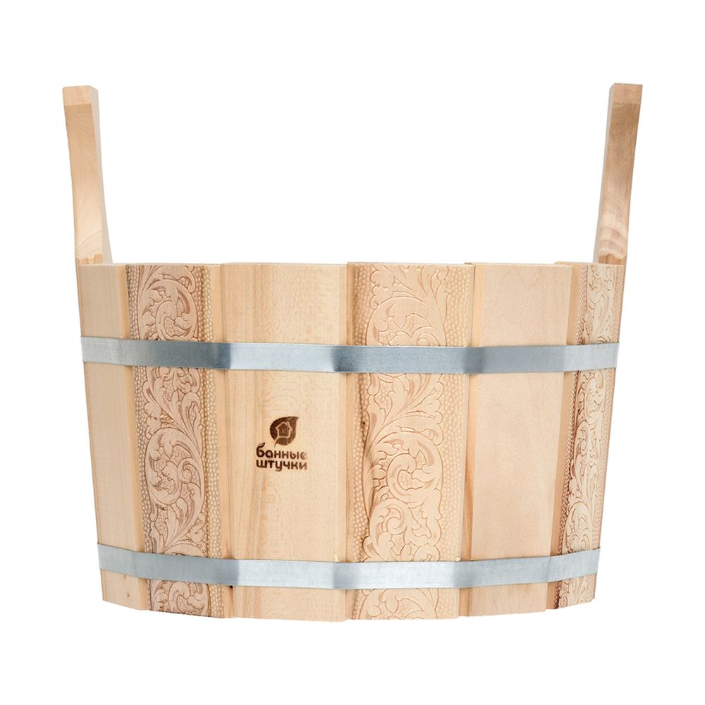 Ушат "БАННЫЕ ШТУЧКИ" Цветочный орнамент, пластиковая вставка, 2 ручки, 9 л, 32696