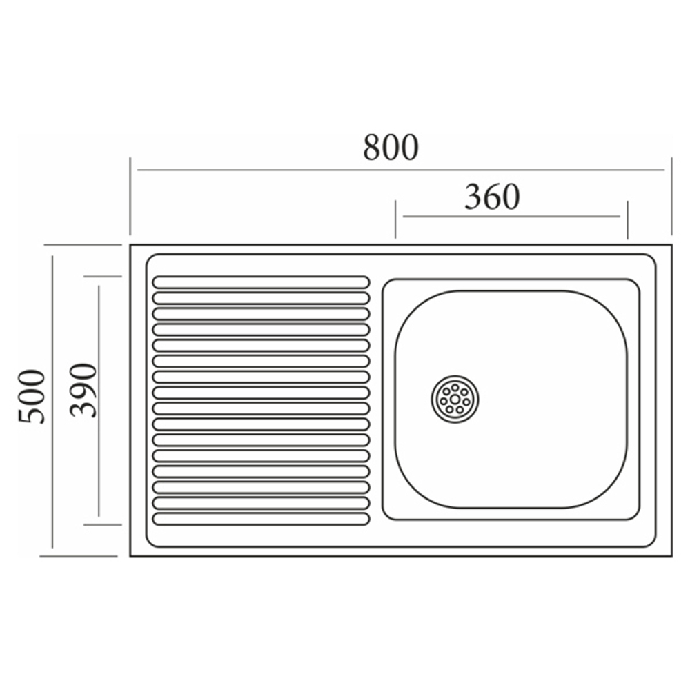 Мойка 80х50 (0,4) прав вып 1 1/2 Эконом (глуб. 13см)