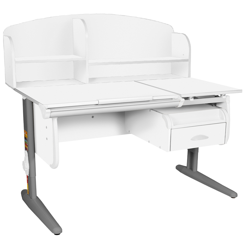 Растущая парта Дэми СУТ 25 с задней полкой СУТ.34.390 и навесной тумбой (1200×880 мм)