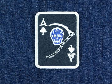 Нашивка Туз (синий череп, черная)