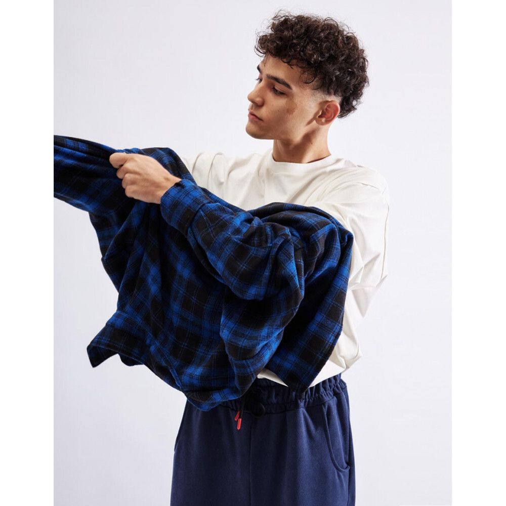 Рубашка БИЧ с шерстью клетка синяя