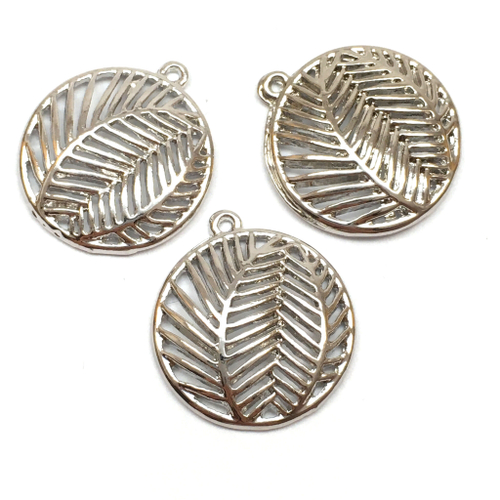 Подвеска "Пальмовый лист" 20х18 мм, родий