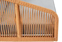 "Канны" диван 2-местный плетеный из роупа, каркас алюминий светло-серый (RAL7035) муар, роуп оранжевый меланж круглый, ткань светло-серая