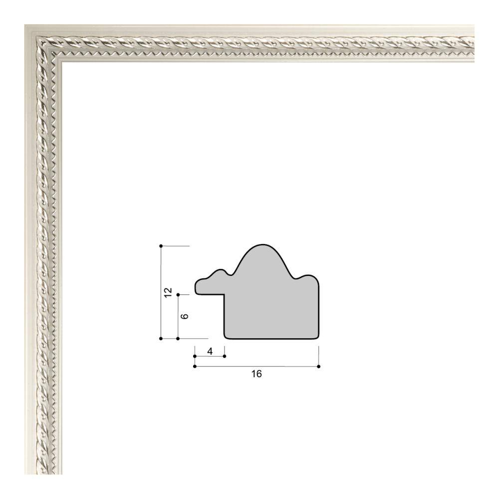 Фоторамка 30х40 см, белая, орнамент серебро, арт. 3040.707235