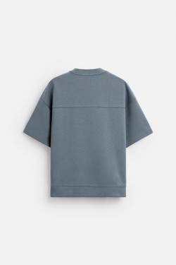 ZARA ТОЛСТОВКА INTERLOCK ИЗ РЕЛЬЕФНОЙ ТКАНИ, ВЫЦВЕТШИЙ СИНИЙ