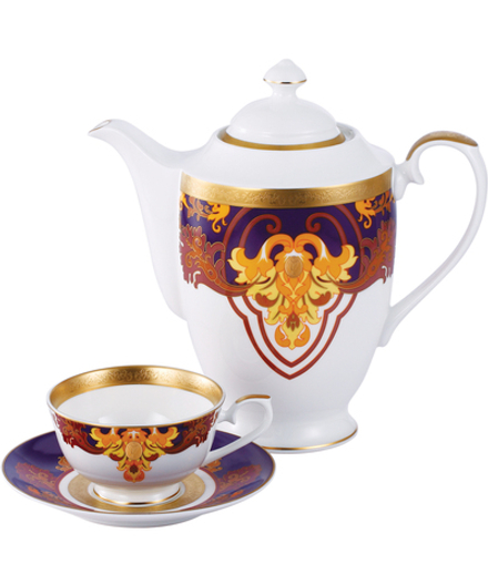 Valentin Yudashkin - La Maison Чайный сервиз Baroque (пурпурный) на 6 персон 13 предметов, костяной фарфор