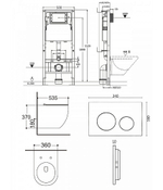 Унита з подвесной Agger ATI09150L+APB288 безободковый, с инсталляцией, смыв торнадо, с крышкой микролифт, белый глянцевый/кнопка белая глянцевая