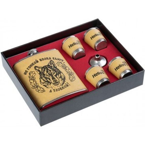 Набор Helios Волк (фляжка 240 мл + 4 стопки)(HS-N-W-А09)
