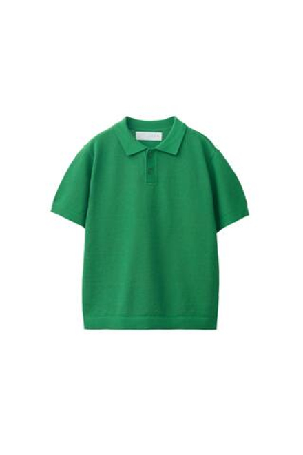 ZARA ОДНОТОННОЕ ПОЛО РЕЛЬЕФНОЙ ВЯЗКИ, ЗЕЛЕНЫЙ