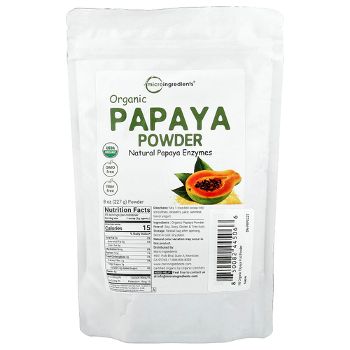 Micro Ingredients, органический порошок из папайи, 227 г (8 унций)