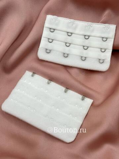 Расширитель для бюстгальтера белый  4 ряда 12 петель 4 крючка   5х7,5 см