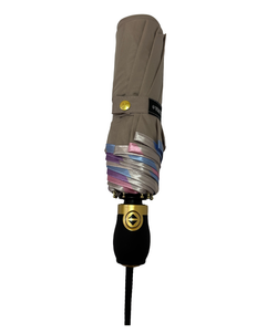 Зонт женский складной супер-автомат "ЭПОНЖ", расцветка - однотонная с разноцветной тесьмой ("Три слона" - арт. L3807)