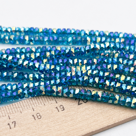 Бусина Рондель, стекло, цвет ультрамарин AB, размер 2,3*4 мм, цена за отрезок 19 см (1/2 нити)