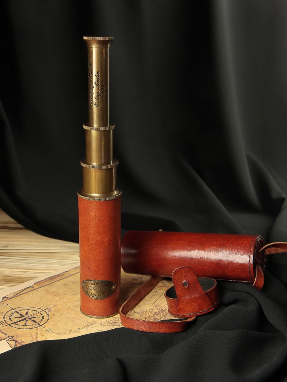 Nautical Подзорная труба в кожаном футляре