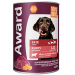 Влажный корм AWARD для щенков от 1 месяца паштет из телятины с овощами 400г