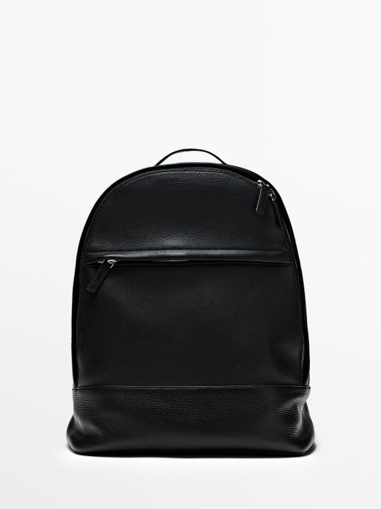 Massimo Dutti Рюкзак из кожи наппа, черный