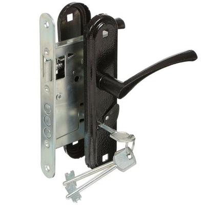 Замок врезной Зенит, ЗВ9-4.2, 00-00000584, ручка в комплект, сувальдный, чер