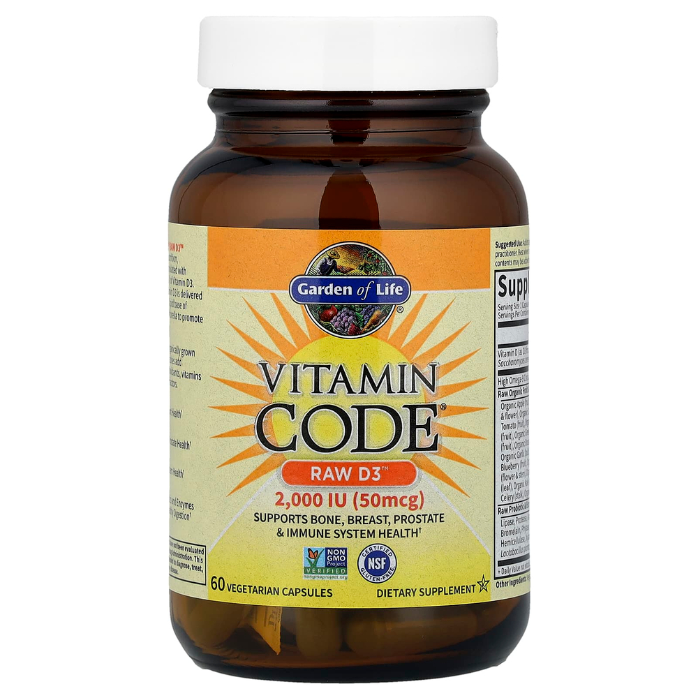 Garden of Life, Vitamin Code®, RAW D3 ™, 60 вегетарианских капсул