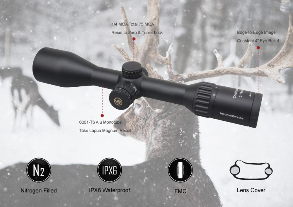 Оптический прицел Vector Optics Continental 3-18x50, 30 мм, ( Сетка VECON-CDM / с подсветкой / азотозаполненный )